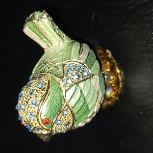 Stylish bejeweled bird stash box